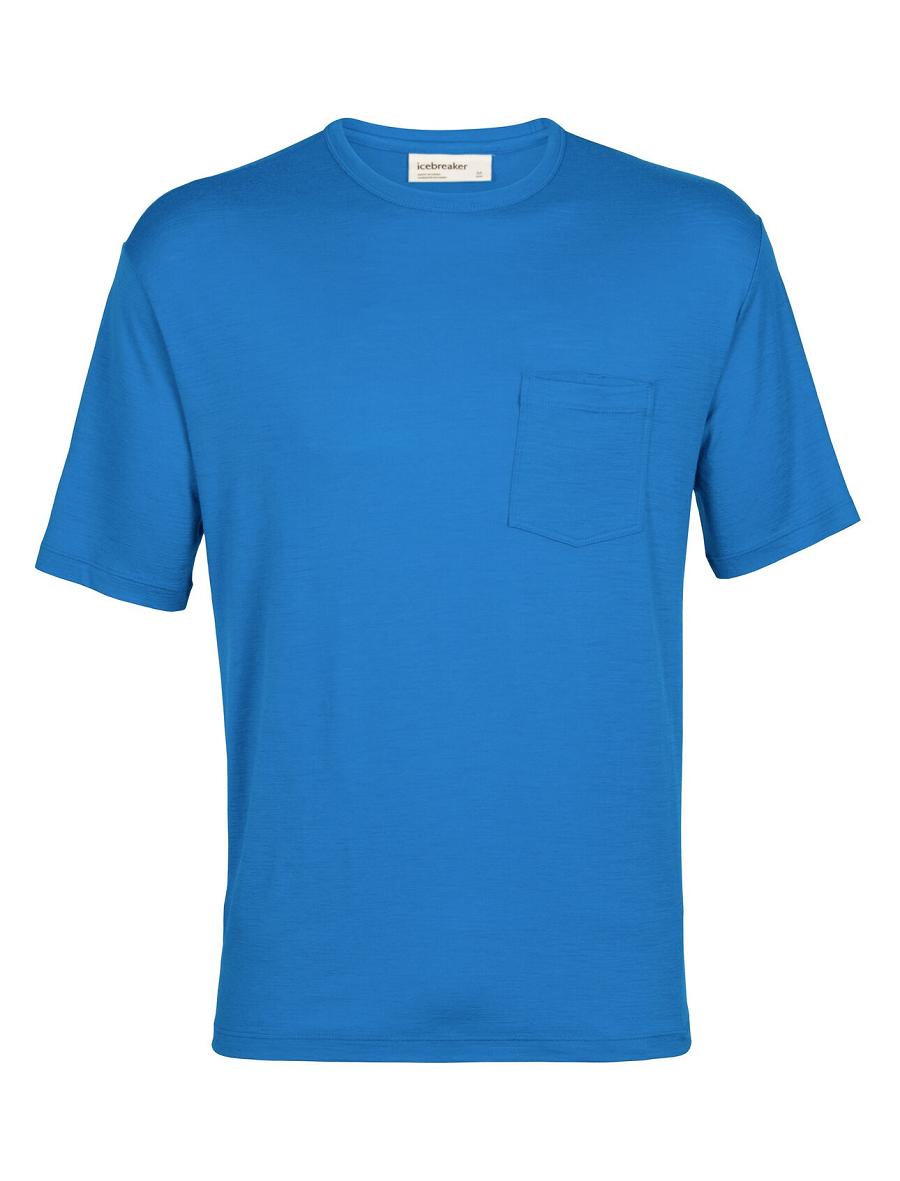 Men's Icebreaker Merino Granary Short Sleeve Pocket T Shirts Lazurite | CA 1790LISH